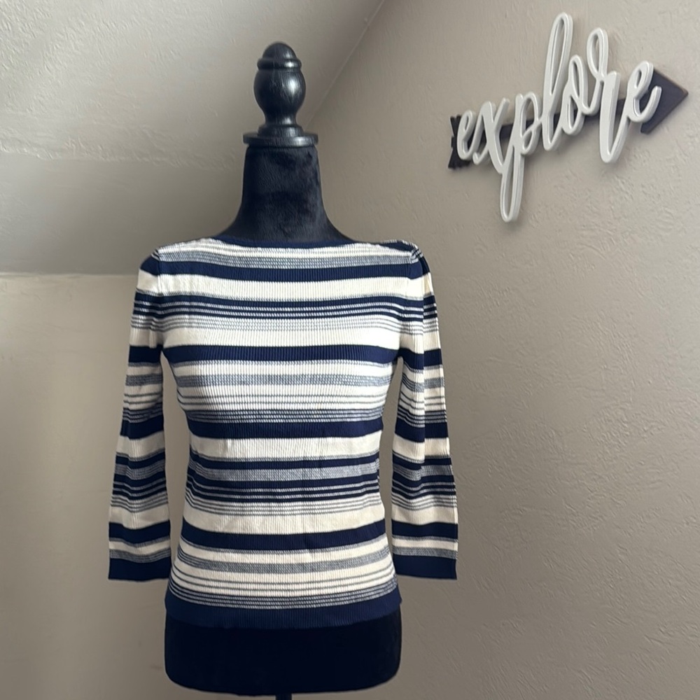 Striped Navy and White Sweater